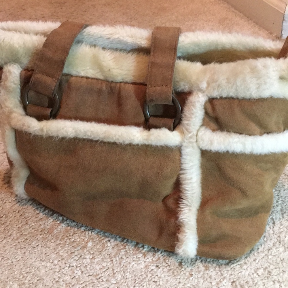 Faux Sheep Skin Suede Purse Tote Like NEW